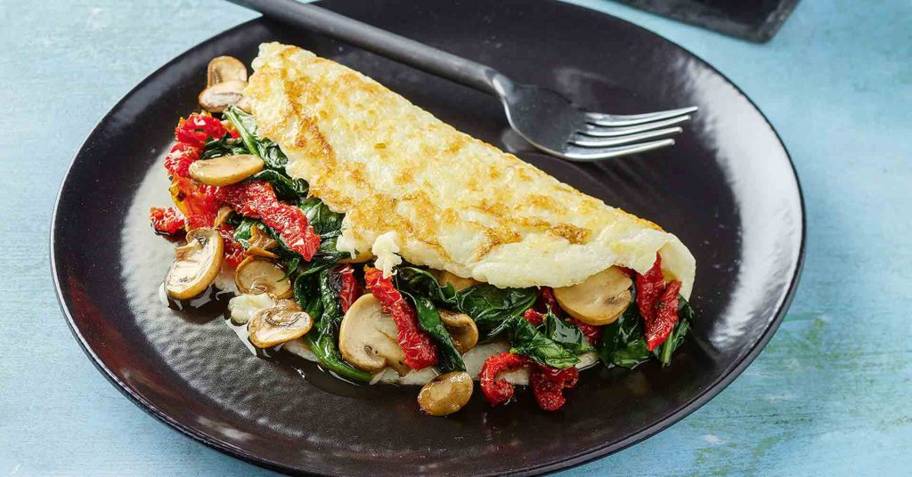Omelette de claras de huevo con vegetales